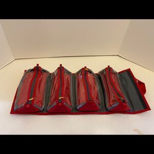 JM QVC Joy cosmetic bag make up organizer red